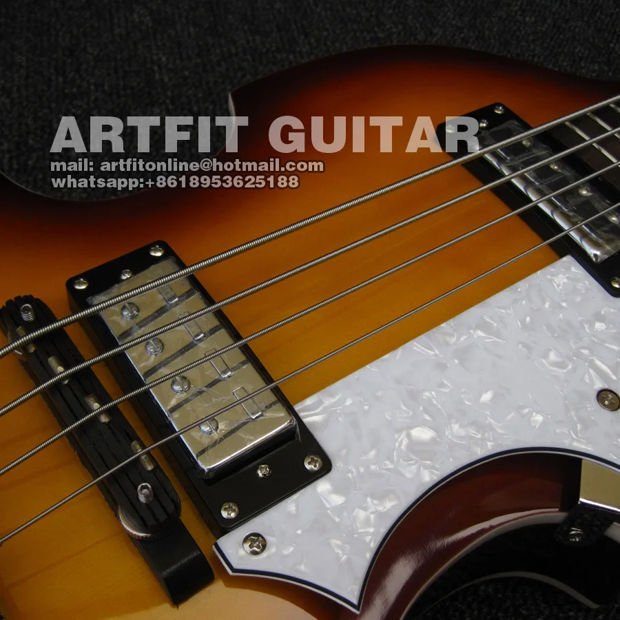 Giggle 1969 CT Современная 500/1 Sunburst Deluxe 4 струнная электрическая скрипка полуакустическая бас-гитара