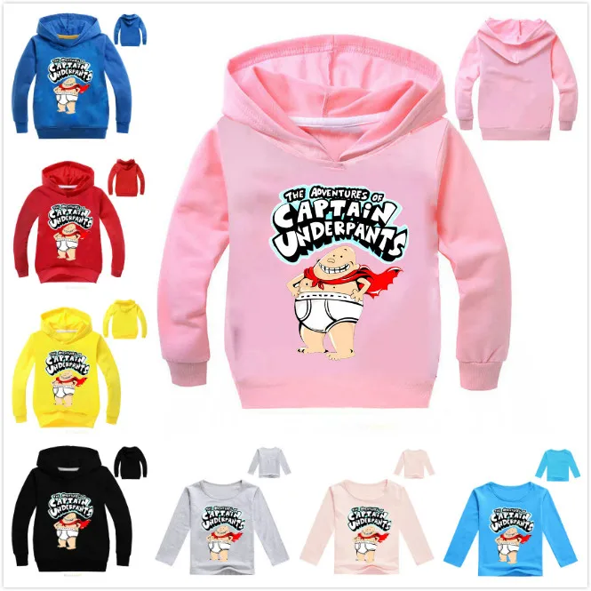 Красивая осенняя одежда для отдыха девочек футболка с принтом Captain Underpants