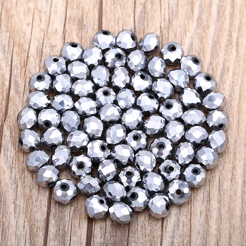 60 шт. серебро Rondelle граненый высокое качество AAA Crystal AB Стекло Свободные Spacer 8 мм