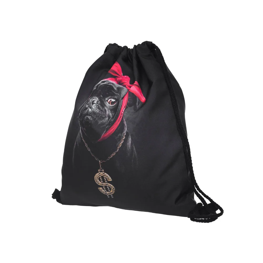 Женский дорожный рюкзак с 3D принтом ранец кулиской для мопса Gangsta|backpack bag for women|bags