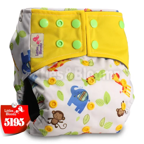 [Littles&Bloomz] Детские моющиеся многоразовые тканевые подгузники, бамбуковый уголь, один размер, подгузники, обертывающиеся вставки - Цвет: 5195