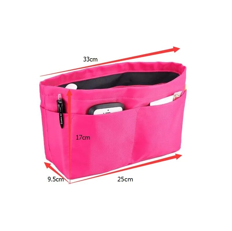 Розовая сумка Вставить Организатор с 10 различных Размеры кармана двойной Слои