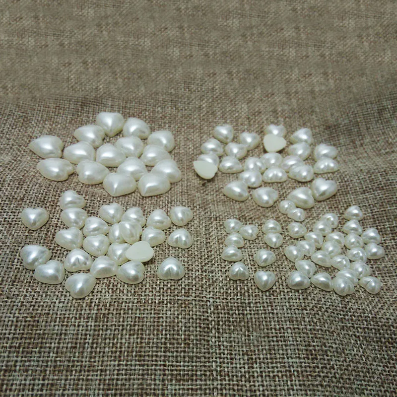 Бусины в форме сердца имитация жемчуга наклейки для красоты ногтей маникюрный