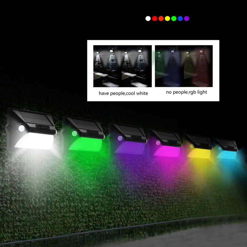 Солнечные светильники открытый светодиодный датчик движения лампа RGBW 12