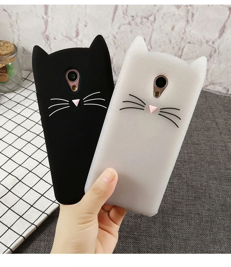 Милые 3D мультфильм борода кошка Китти блеск чехол для телефона для Meizu M6s mblu S6 M5C M5s M3 M5 M6 Примечание Мягкий силиконовый чехол Fundas Coque