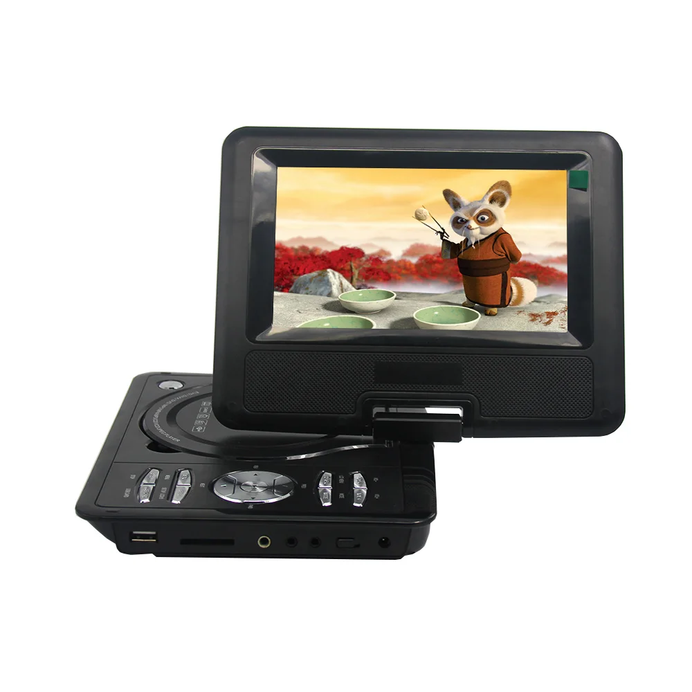 LONPOO dvd плеер 7 дюймов поворотный Портативный DIVX USB RCA SD ТВ portátil с Батарея наушники