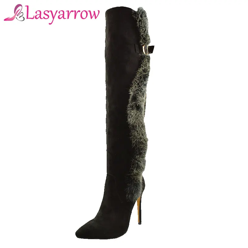 Lasyarrow/Осенняя обувь на молнии Botas Mujer высокие сапоги до бедра высоком каблуке с