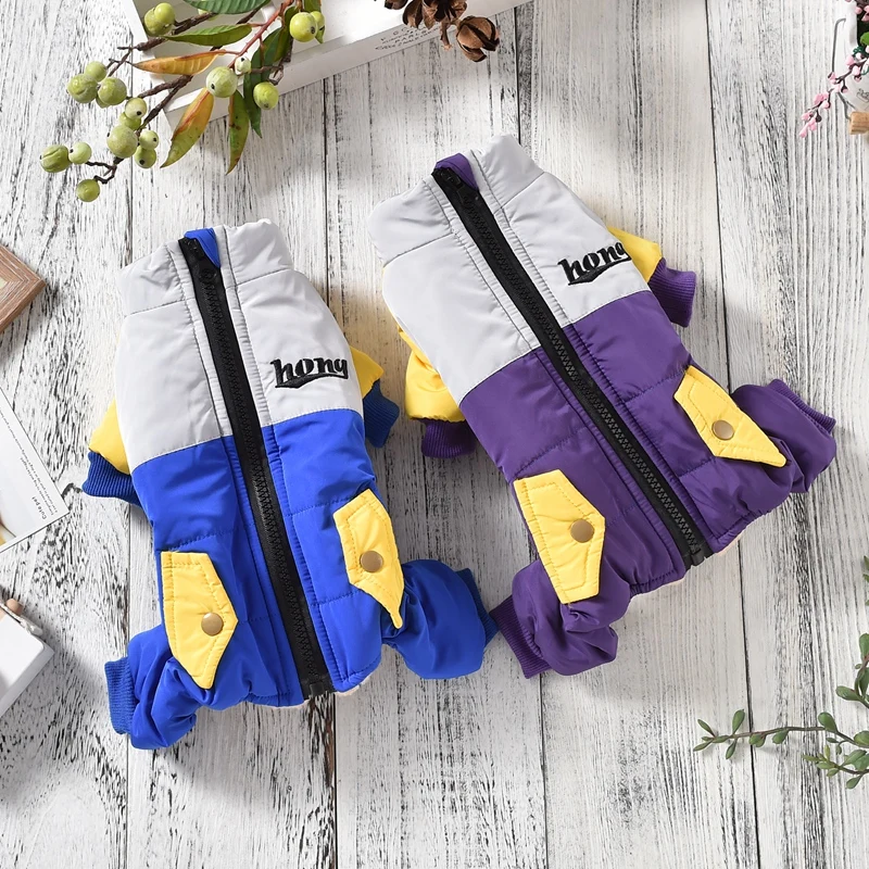 Одежда для собак с защитой от снега зимние теплые комбинезоны щенков пижамы