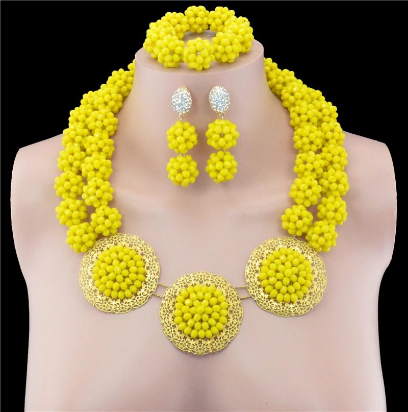 Африканский желтый кристалл свадебные женские аксессуары нигерийский цветочный