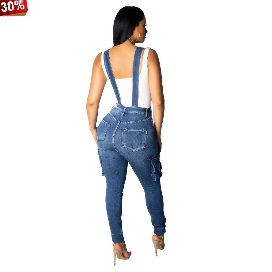 Женский джинсовый комбинезон Jump Suit 2019 летний модный женские Комбинезоны плюс