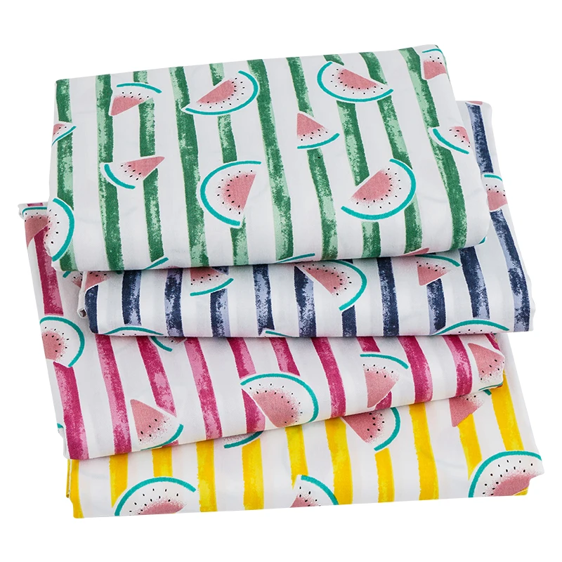 Саржевая хлопковая ткань разных размеров с принтом арбуза Лоскутная Ткань для