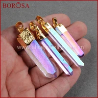 borosa new aura crystal pendants druzy pendants purple titanium ab color aura quartz crystal point jewelry g0360 3