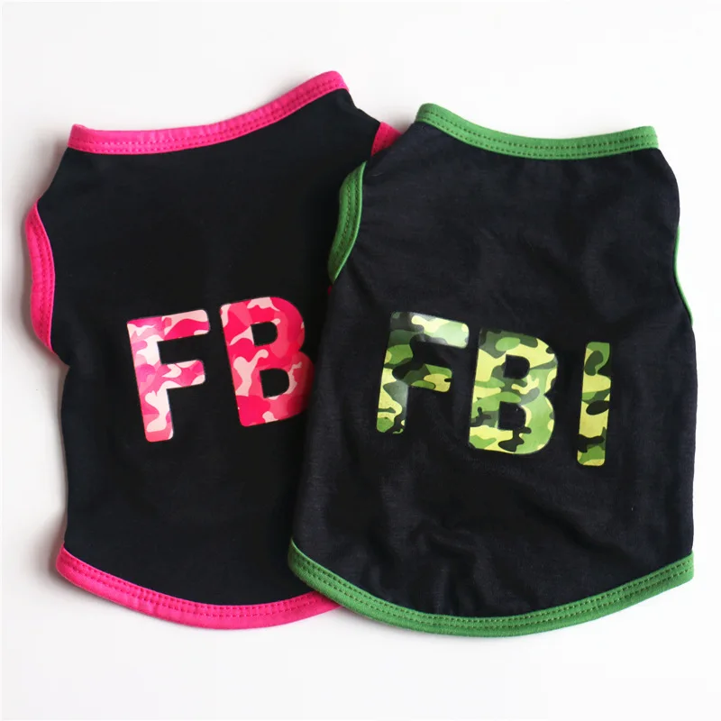 Summer Pet Dog Clothes FBI camouflage Cotton Cool Dog T-shirt Apparel Pet Vest for Small Dogs Chihuahua Puppy Outfit Costume