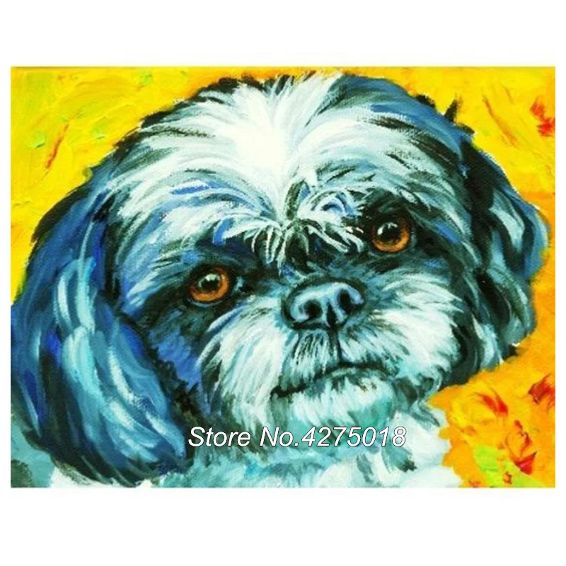 Алмазная живопись полностью квадратная/круглая мозаика shih tzu Dog Стразы картины 5d