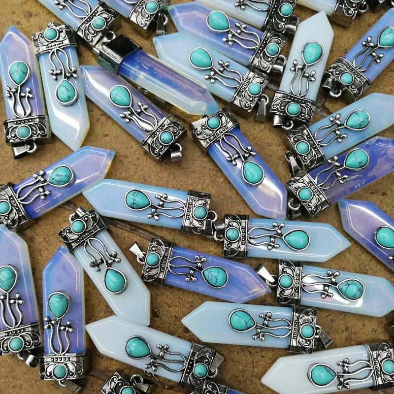 Рейки Мода Опал Камень Подвески в форме меча маятники Лабрадорит розовый с