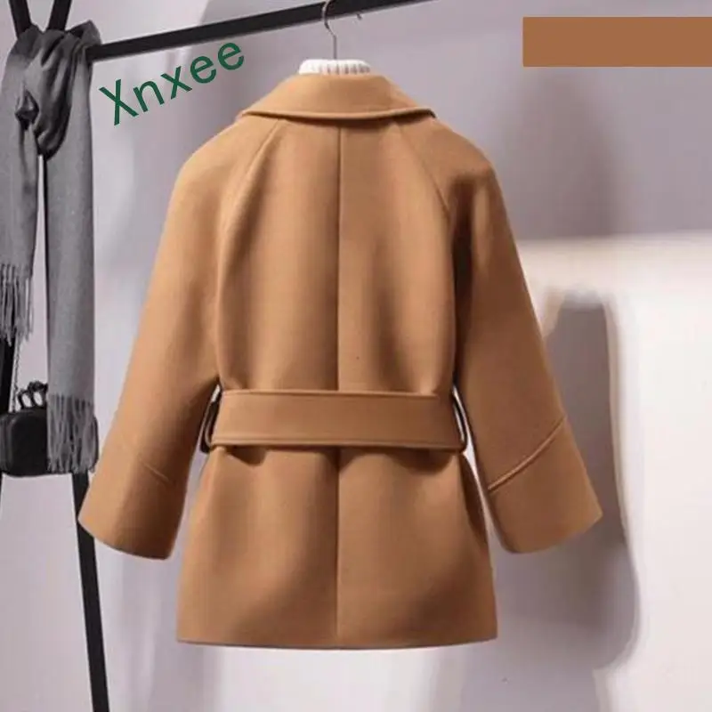Xnxee женское свободное Короткое шерстяное пальто на весну и зиму женская накидка с