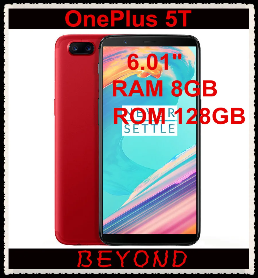 OnePlus 5 T 5 T 128G rom 8G ram LTE Android мобильный телефон с двумя sim-картами Восьмиядерный 6,0" двойной 16 Мп+ 20 МП отпечаток пальца NFC Snapdragon 835