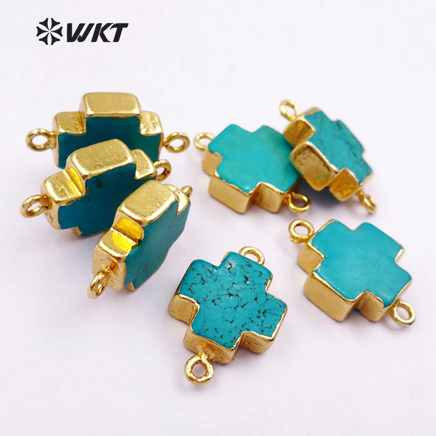 WT C150 WKT 5 шт. оптовая продажа подвеска из натурального камня Howlite двойная петля|cross