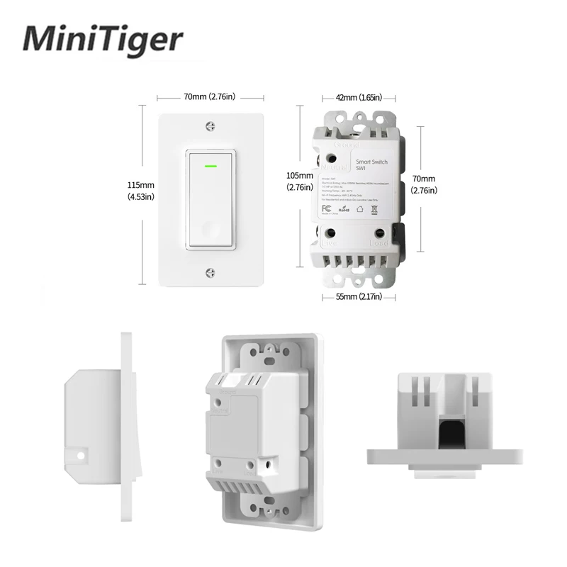 Minitiger WiFi умный настенный выключатель света Smart Life/приложение Tuya дистанционное