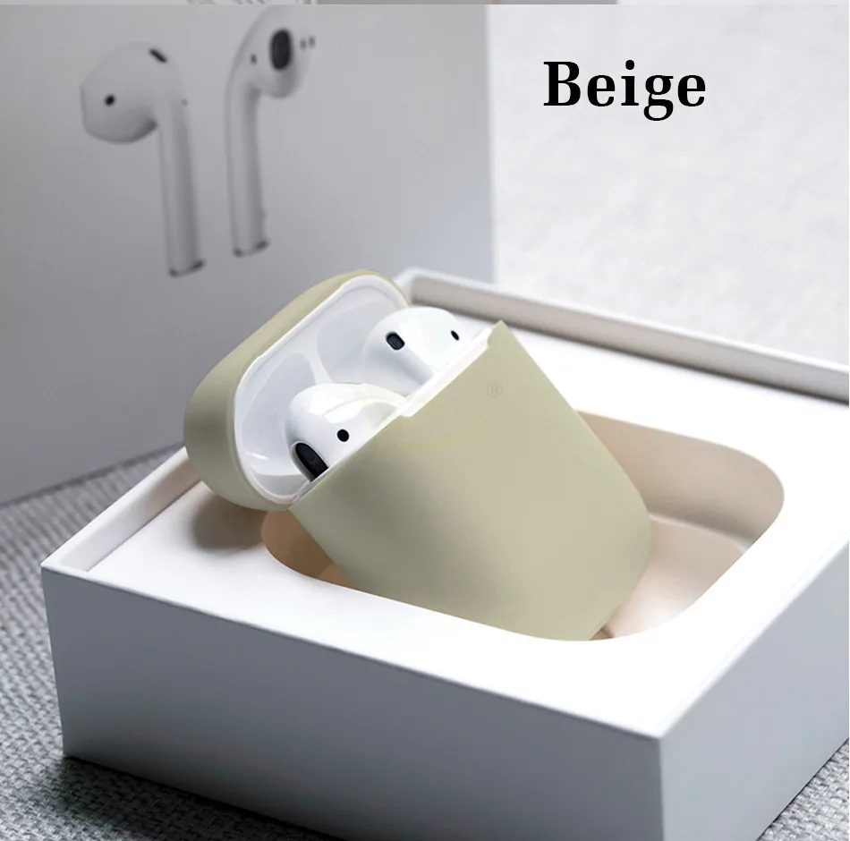 Официальный беспроводной Bluetooth чехол для наушников для Apple Airpods 1 2 Чехол для зарядного устройства для Airpods мягкий силиконовый тонкий Чехол - Цвет: Beige