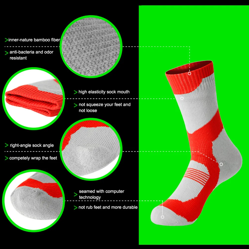 Водонепроницаемые красные мужские носки для походов спортивные альпинистские - Фото №1