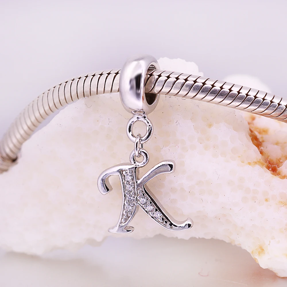 Оригинальный серебряный алфавит подвеска А с прозрачным кубическим цирконием