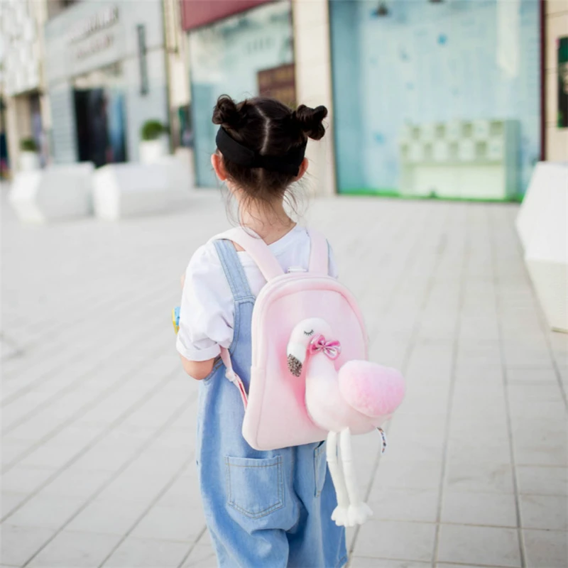 Детская школьная сумка с рисунком фламинго плюшевые рюкзаки Mochila infantil menina Sac a dos