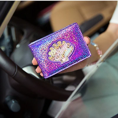 Purple Bentoy Laser PU ID держатель для кредитных карт для женщин водительская Лицензионная Обложка кошелек Модный чехол для визиток туристическая принадлежность - Цвет: Purple