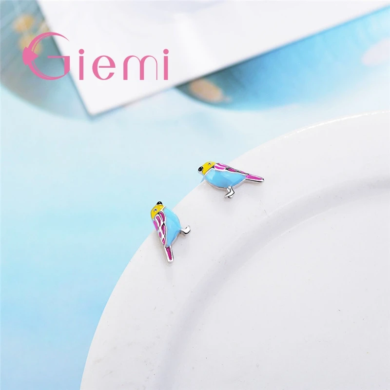 Уникальные цветные серьги-гвоздики с попугаем для женщин хит продаж лучшее