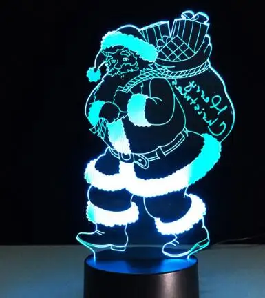 Santa 2 Рождественская серия, рождественские украшения, домашние, вечерние, 3D лампы, светодиодный, ночник, светильник, Санта Клаус, дерево, снеговики, подарки на Рождество и год - Испускаемый цвет: Santa 2