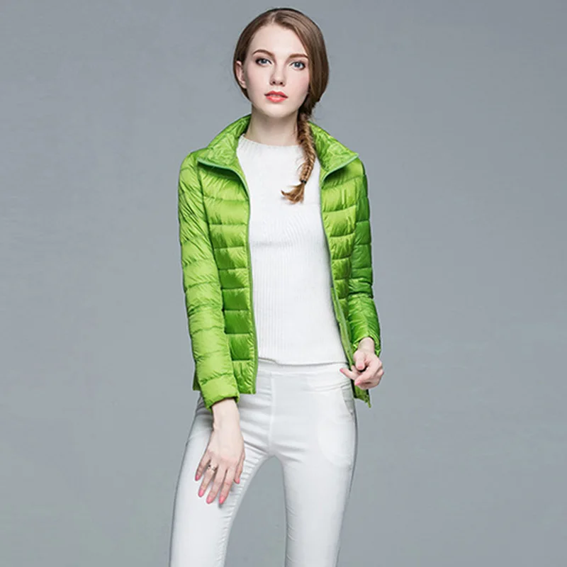 HIJKLNL Женское зимнее пальто новая светильник куртка на белом утином пуху тонкая