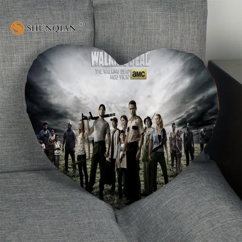 

Hot Sale The Walking Dead Heart Shape Pillow Cover Custom zipper Pillowcase Just Cover No Core Size 41x36cm,47x42cm