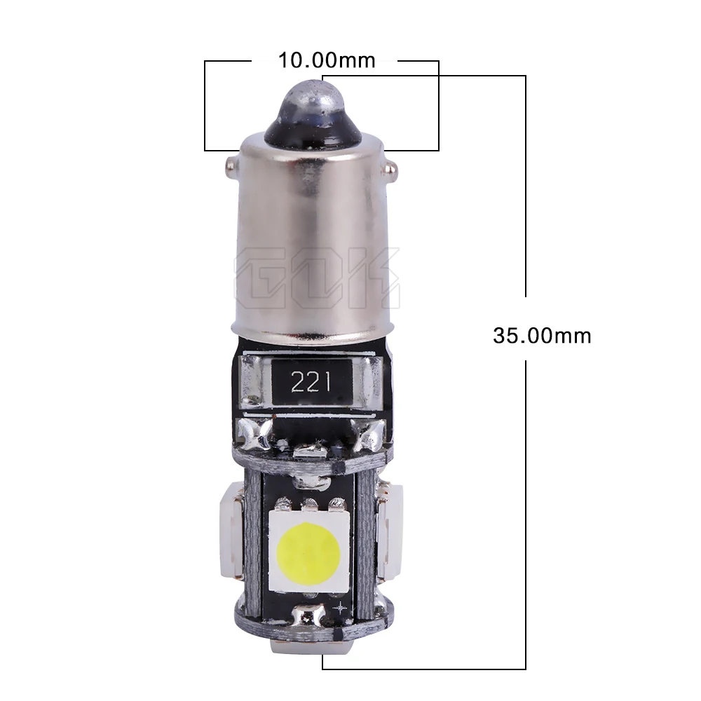 10 шт. автомобильная лампа Led canbus BA9S LED 12В 5smd T4W H6W 5050 Светодиодная Внутреннее