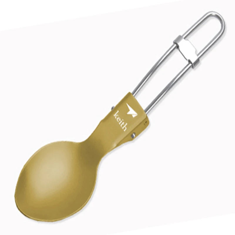 Gold Keith Складная Титановая Ложка, походные столовые приборы, ложка, походная посуда, удобная портативная Ультралегкая посуда для пикника, 17 г, Ti5305 - Цвет: Gold