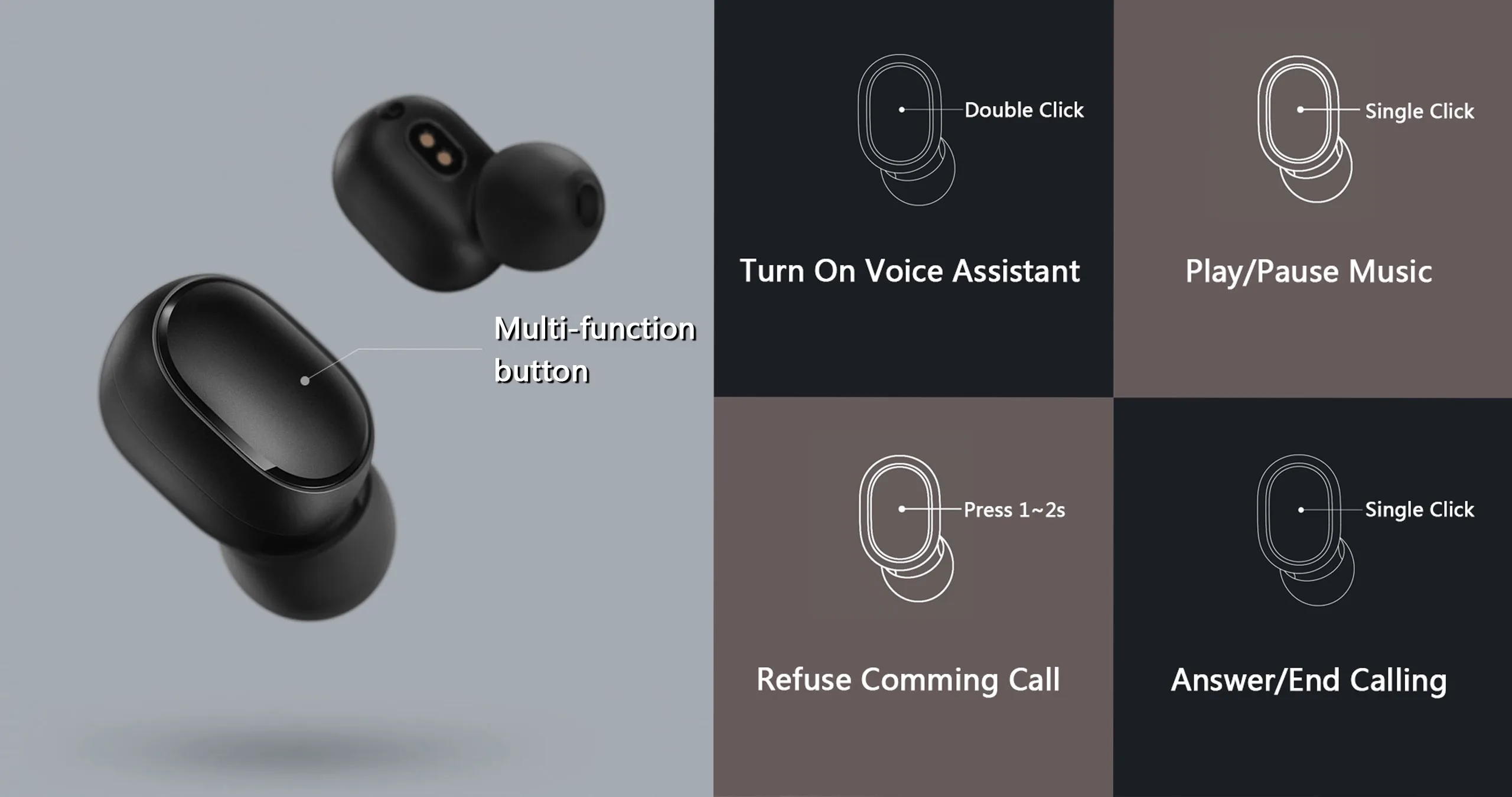 Xiaomi Redmi Airdots TWS Bluetooth наушники, стерео бас беспроводная гарнитура шумоподавления с микрофоном Handsfree наушники AI управление