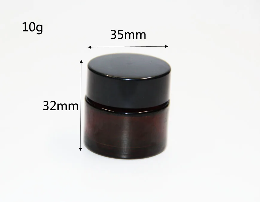 200 шт. 10 г коричневые стеклянные банки для чехла косметики с черной пластиковой