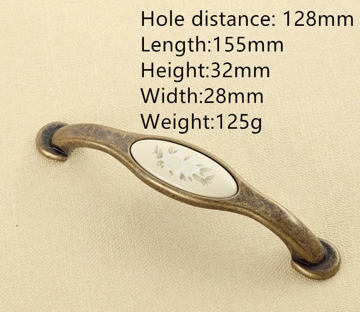 hole distance 128mm LCH в старинном стиле, фурнитура для гардероба в старинном стиле, керамические ручки для сада, европейский стиль, фарфоровая дверная ручка для выдвижных ящиков - Цвет: hole distance 128mm