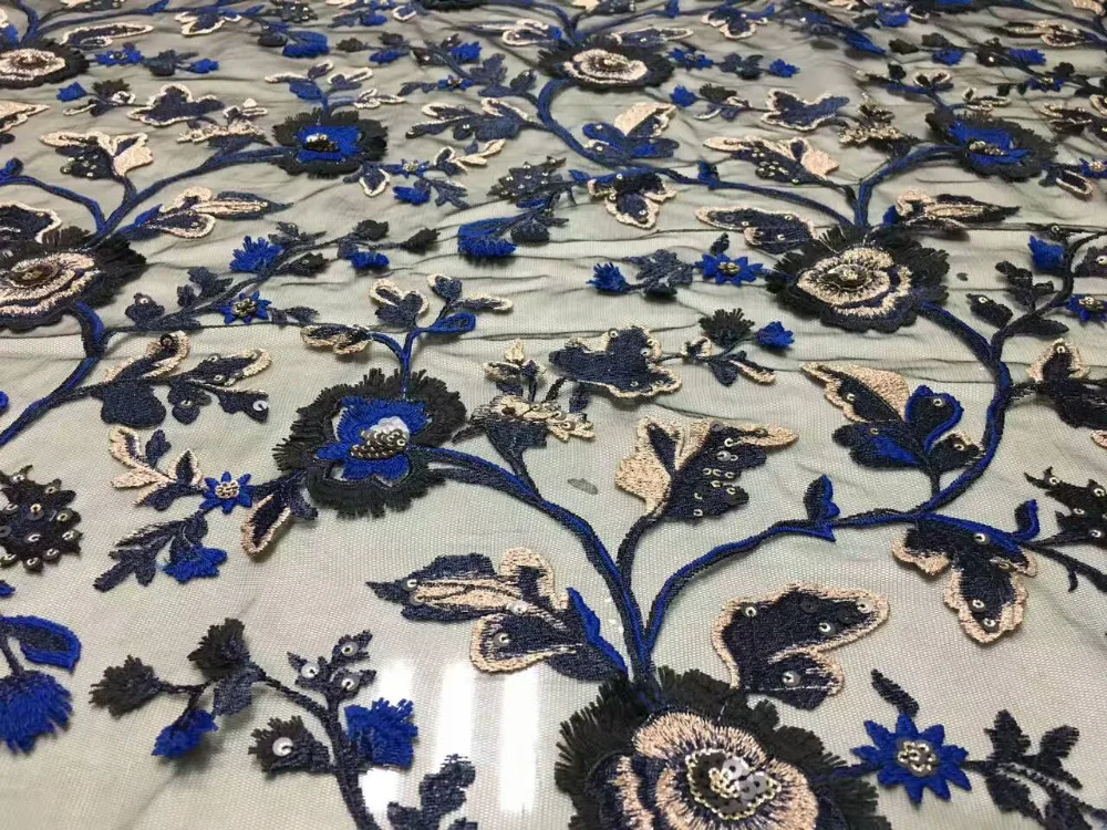 Кружевная ткань с бисером кружево французское Тюлевое для вечернего платья