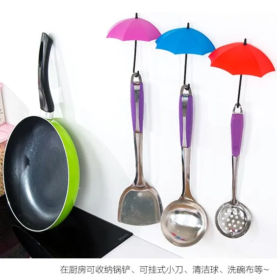 3 ШТ. Цветастым Зонтиком Крючке На Стене Шкафа Контейнер Полка Кухня Ванная