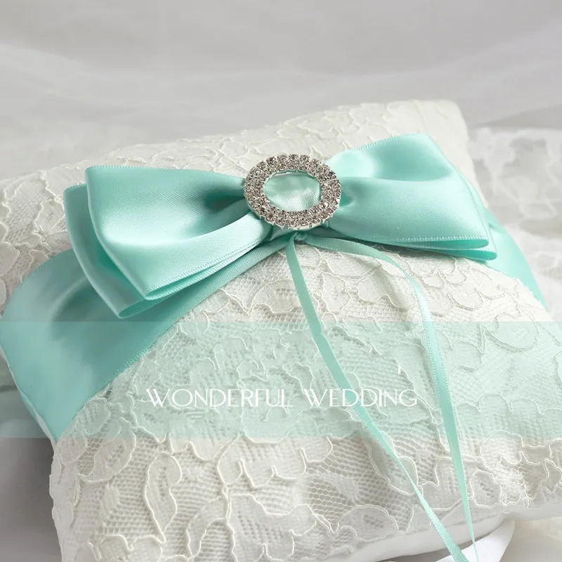 Красивое голубое свадебное кольцо tiffany подушка кружевное держатель цветочное