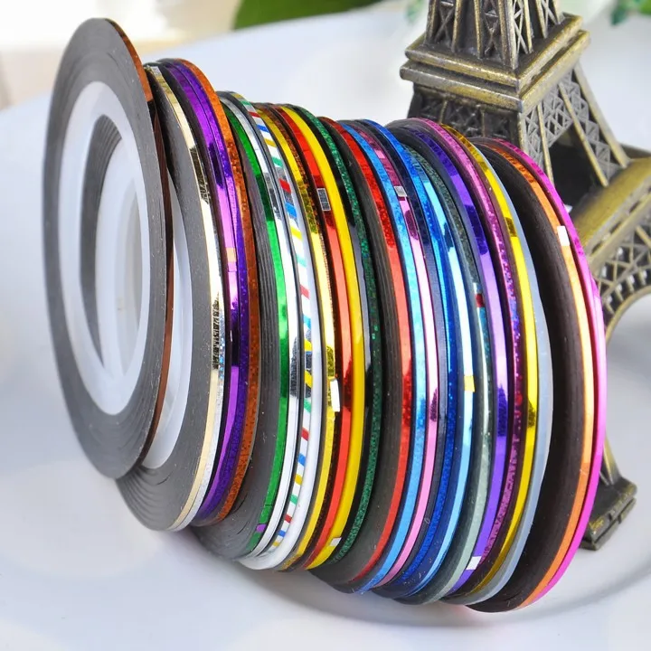 6 шт. ногтей украшения линии ролл чередование клейкой ленты золотой серебристый