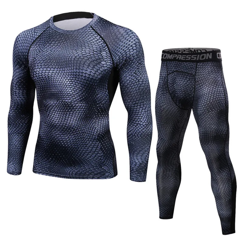 Men Quick Dry Compression Long Johns 3d Two Piece Set Fitness Winter Male Spring Autumn Sporting Runs Workout Thermal Underwear