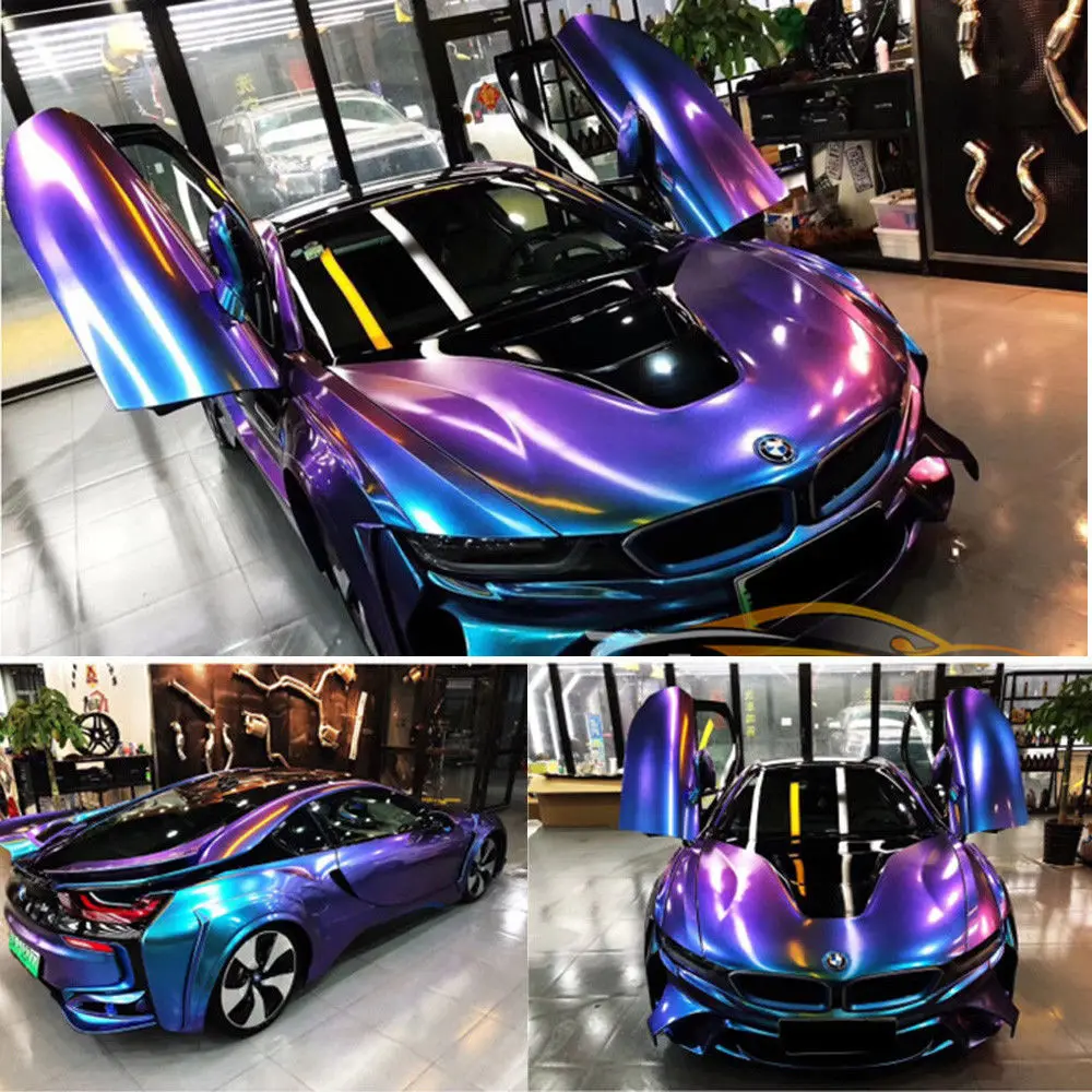1,52*15 м глянцевая DIY пленка для кузова автомобиля жемчуг-Хамелеон блестящая виниловая наклейка Фиолетовый Синий Хамелеон автомобиль обертывание Виниловая Пленка