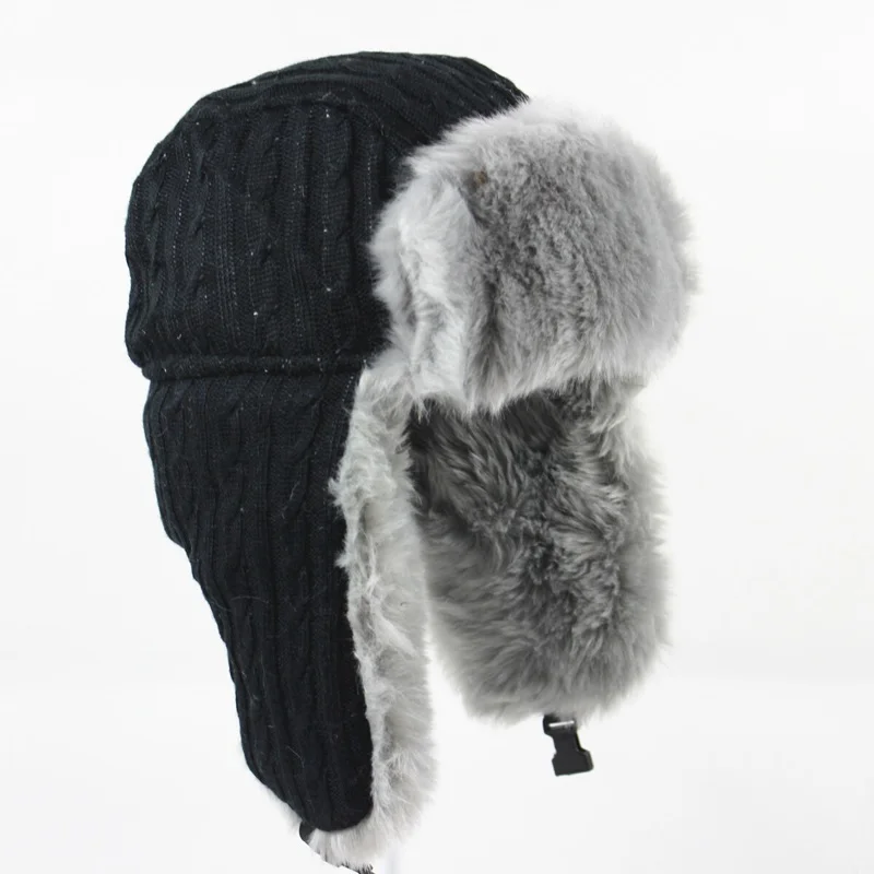 

Wuaumx Winter Bomber Hat Russian Hat Men earflaps cap Protect Warm Thicken Bomber Hat For Women Woolen Ear Protection Bonnet Cap