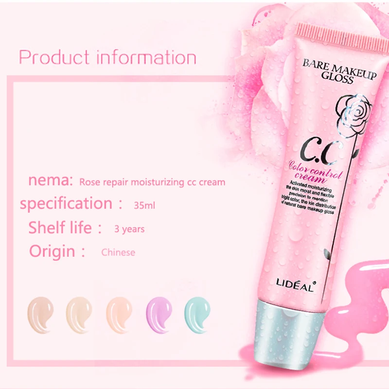 LIDEAL Brand CC Creams Oil Control Moisturizer Concealer Cover Whitening Foundation Base Face Makeup Cream Cosmetic |