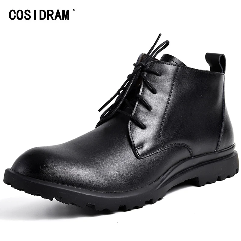 Cosidram плюшевые модные мужские Botas Мех животных ботильоны мотоботы с высоким