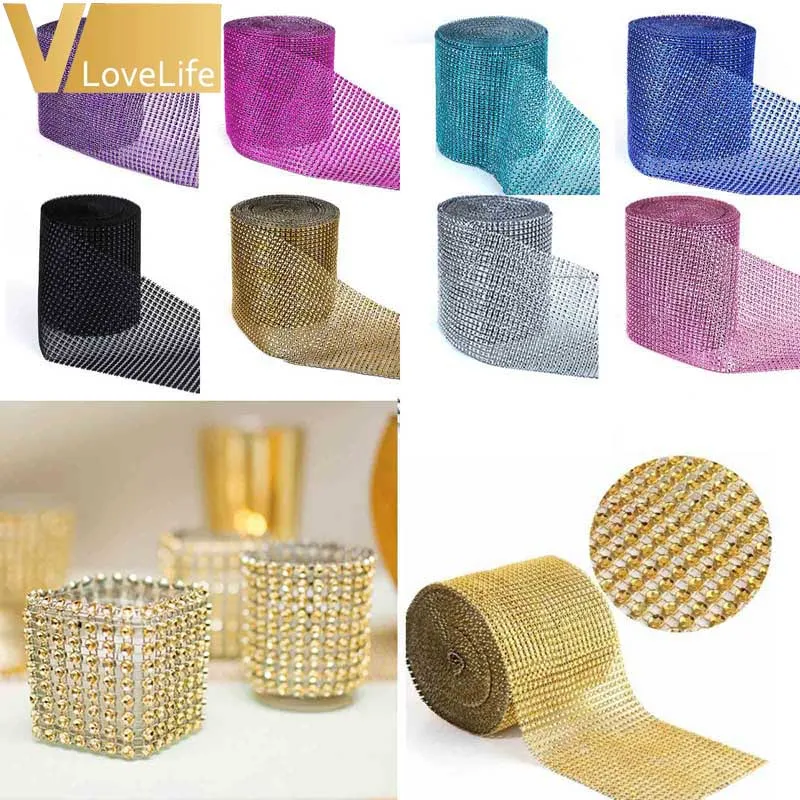 Разноцветная Хрустальная Алмазная сетка cinta Стразы Лента для свадебной