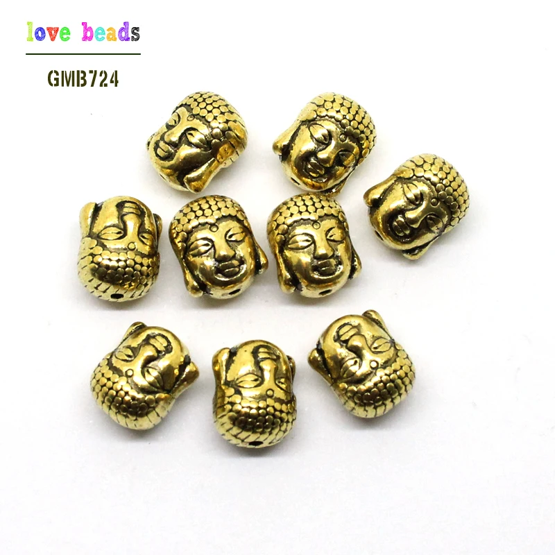

10pcs Gold COLOR 10x8mm Buddha Head Spacer Beads Metal Charms for Jewelry Making (W03538)