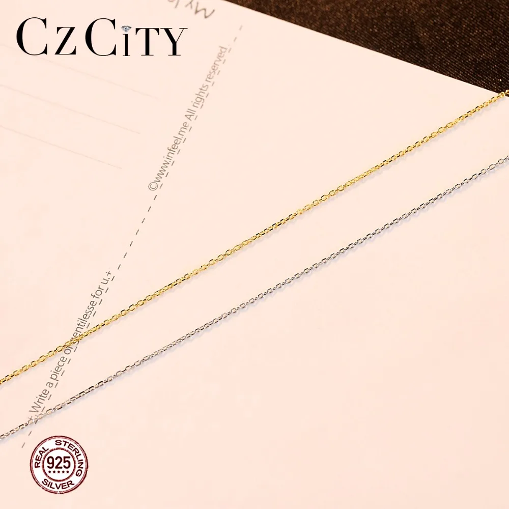 CZCITY подлинное серебро 925 пробы женское ожерелье цепочка две цветная Веревка Цепи 40+ 5 см ожерелье s ювелирные изделия женщина дропшиппинг