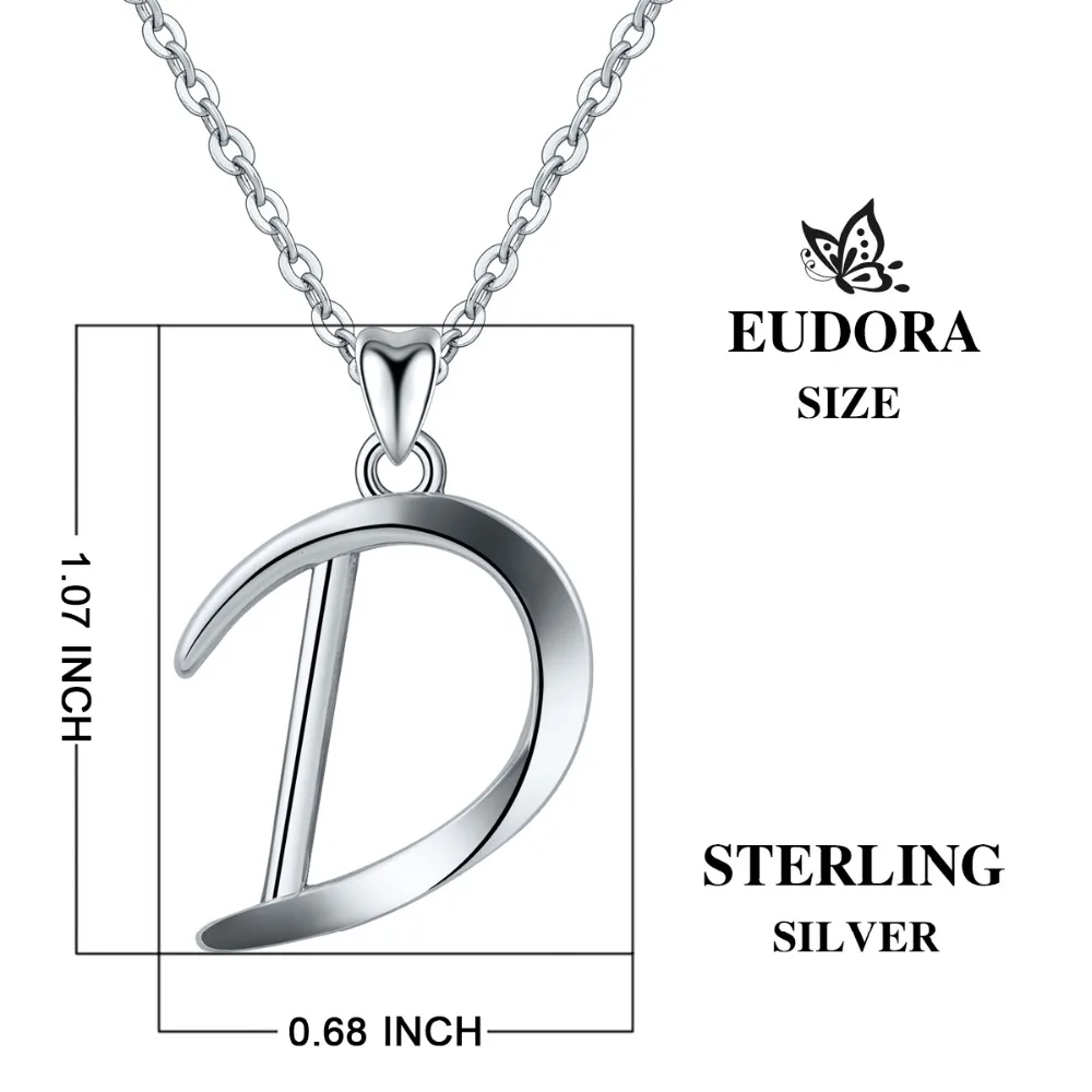EUDORA,, 925 пробы, серебро, 26 букв, имя, подвеска, ожерелье для женщин, мужчин, модное, персонализированное, серебряное ювелирное изделие, подарок CYD109